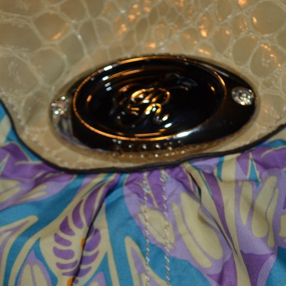 Sienna Ricchi Cream Purple Floral Faux Snake Purse - Picture 2 of 7